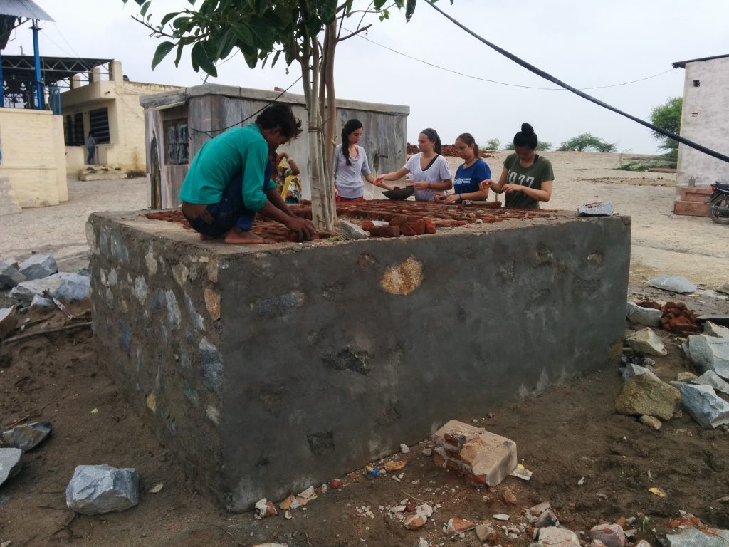 The girls hard at work on the chabutra!